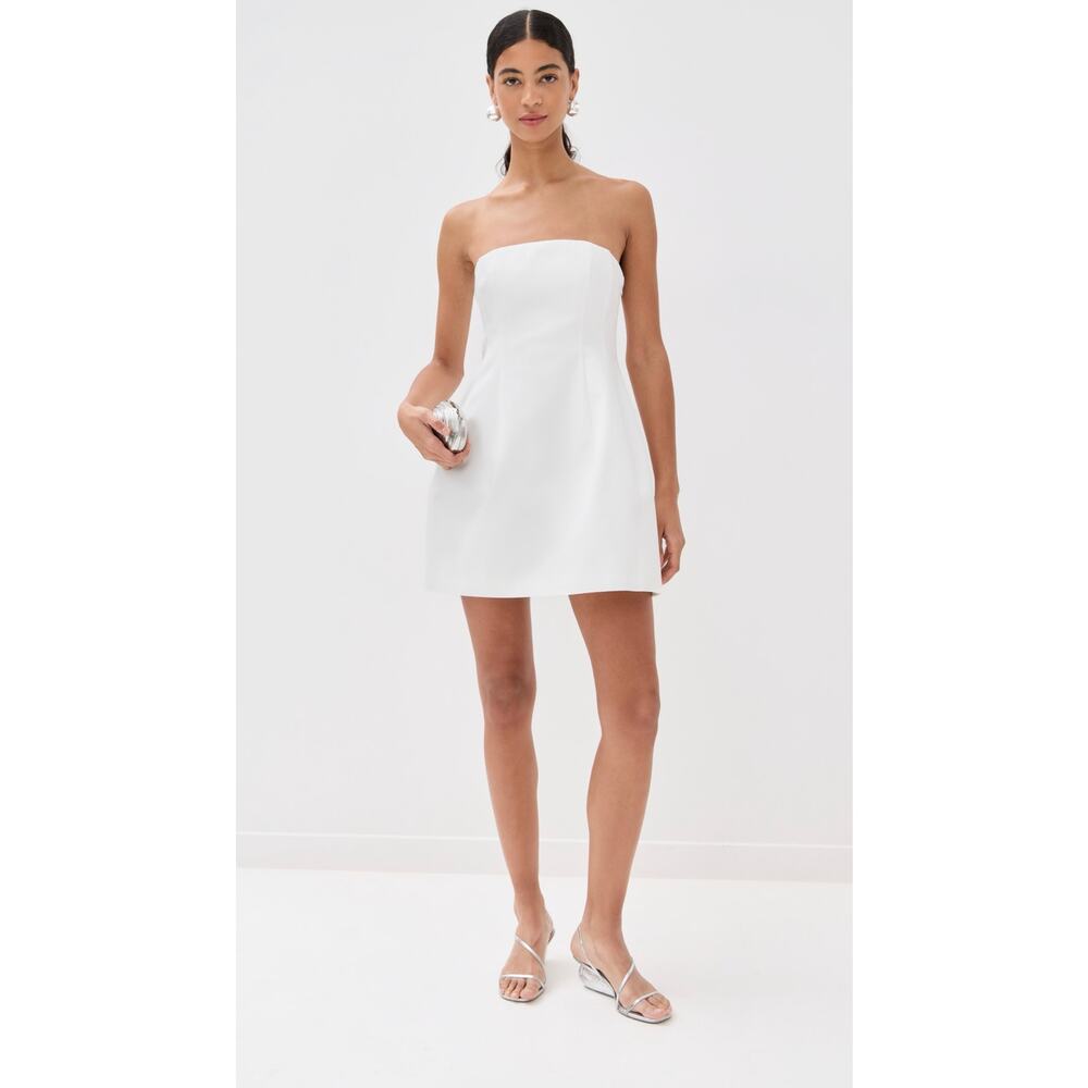 NWT SIMKHAI Arta Bustier Mini Dress White Sz 12 Strapless Corset Boned $445